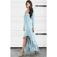 thumbnail image 3 of KOH KOH Long Sleeve Asymmetric Slit Fall Winter Evening Flowy Empire Waist Full Floor Length Cocktail Formal V-Neck Tall Maxi Dress Gown For Women Sky Baby Light Blue X-Large US 14-16 NT060, 3 of 5