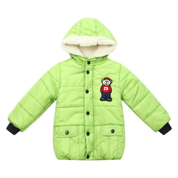 Richie House Little Boys Green Bear Embroidery Hooded Padding Jacket 5/6
