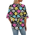 thumbnail image 6 of Wowcloth Women's Fashion Loose Casual V-Neck Short Sleeve T-shirt with Double Flounce Sleeve Design for Everyday Wear, 6 of 7