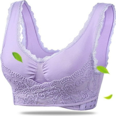 

Alrise Purple Bras for Women Sexy Lace Bralette Solid Cross Side Buckle Bra Brassiere Wireless Push Up Bras For Women