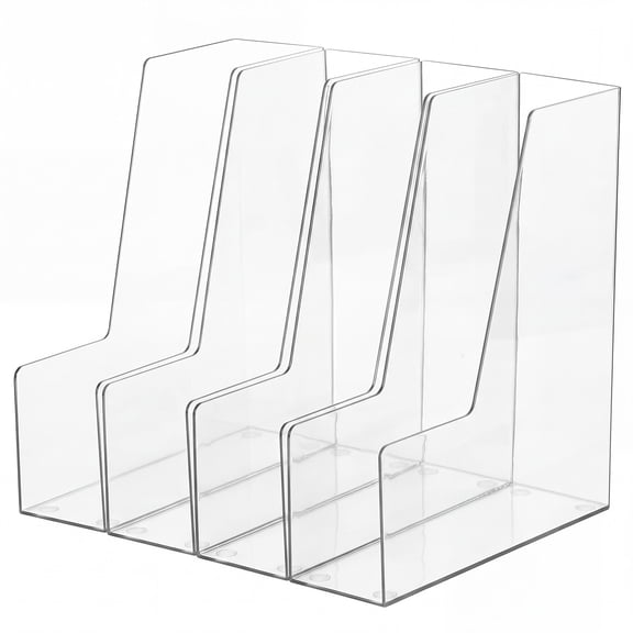 4-Pack Clear Vertical File Organizer, PET Desktop Magazine Holder, Open Design Letter/A4 Paper Storage Rack, Transparent Office Desk File Sorter for Home Office