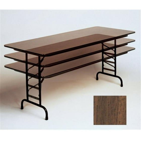 Standard Adjustable Height Folding Table 36 In X 72 Walnut