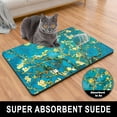 thumbnail image 3 of Dog Food Mat, 12" x 19" Flower Absorbent Dog Cat Bowl Mat for Food and Water, Cute Anti-Slip Rubber Pet Feeding Rug Protect Floors, Placemat for Feeding & Watering Supplies, Green, 3 of 6