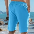 thumbnail image 5 of Men's Casual Shorts Solid Color Bermuda Casual Elastic Waist Drawstring Pocket Shorts Sky Blue, 5 of 5