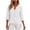 White, variant on Summer Tops For Women Solid Ruffle Crew Neck 3/4 Puff Cuff Sleeve Button Down Light Linen Blend Casual Shirts