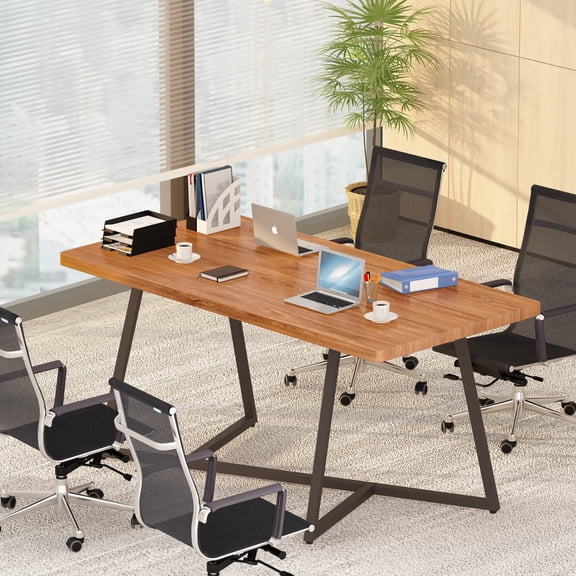 Baxluxe 78.7 Inch Rectangle Conference Table, Modern Sturdy Meeting Seminar Table, Multipurpose Large Office Desk for Home Office, Conference Room & Business Workplace