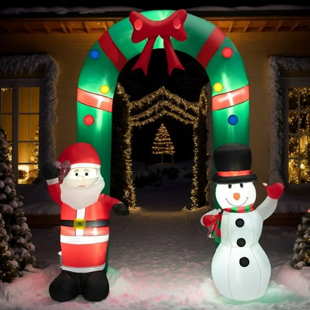 Resenkos Christmas Decor,8 Feet Christmas Inflatable Archway with Santa Claus and Snowman