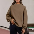 thumbnail image 4 of Kixjoy Fleece Pullover Womens Plus Size Fashion Turtleneck Sweatshirts Long Sleeve Soft Winter Pullover Casual Lightweight Loose Fit Womens Sweatshirt, Brown S, 4 of 7
