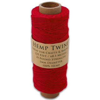 Hemp Twine Red .5mm, thin macrame Cord, hemp string, 205 feet spool