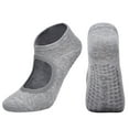 thumbnail image 1 of Gray Socks Ladies' Solid Color Backless Grip Socks Yoga Ankle Sports Socks Ladies' Anti Slip Slippers Socks, 1 of 2