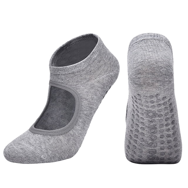 Gray Socks Ladies' Solid Color Backless Grip Socks Yoga Ankle Sports Socks Ladies' Anti Slip Slippers Socks