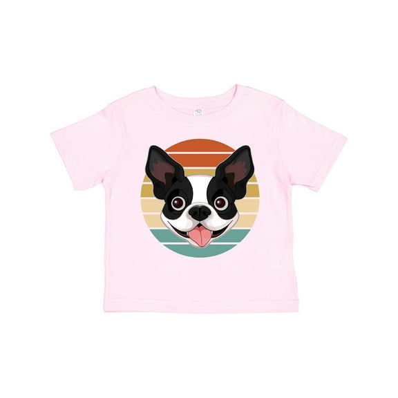 Inktastic Boston Terrier Dog Retro Sunset Boys or Girls Toddler T-Shirt