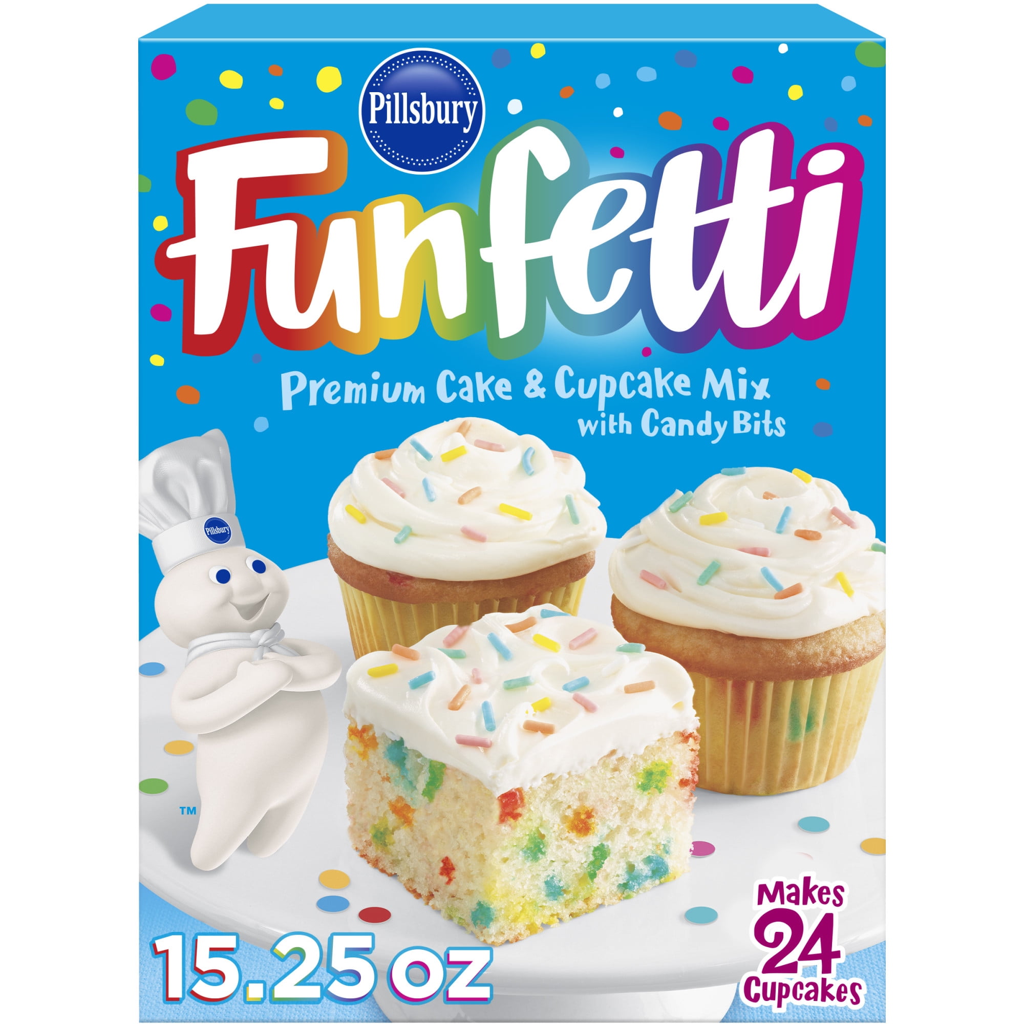 (8 pack) Pillsbury Funfetti Cake Mix with Candy Bits, 15.25 oz Box