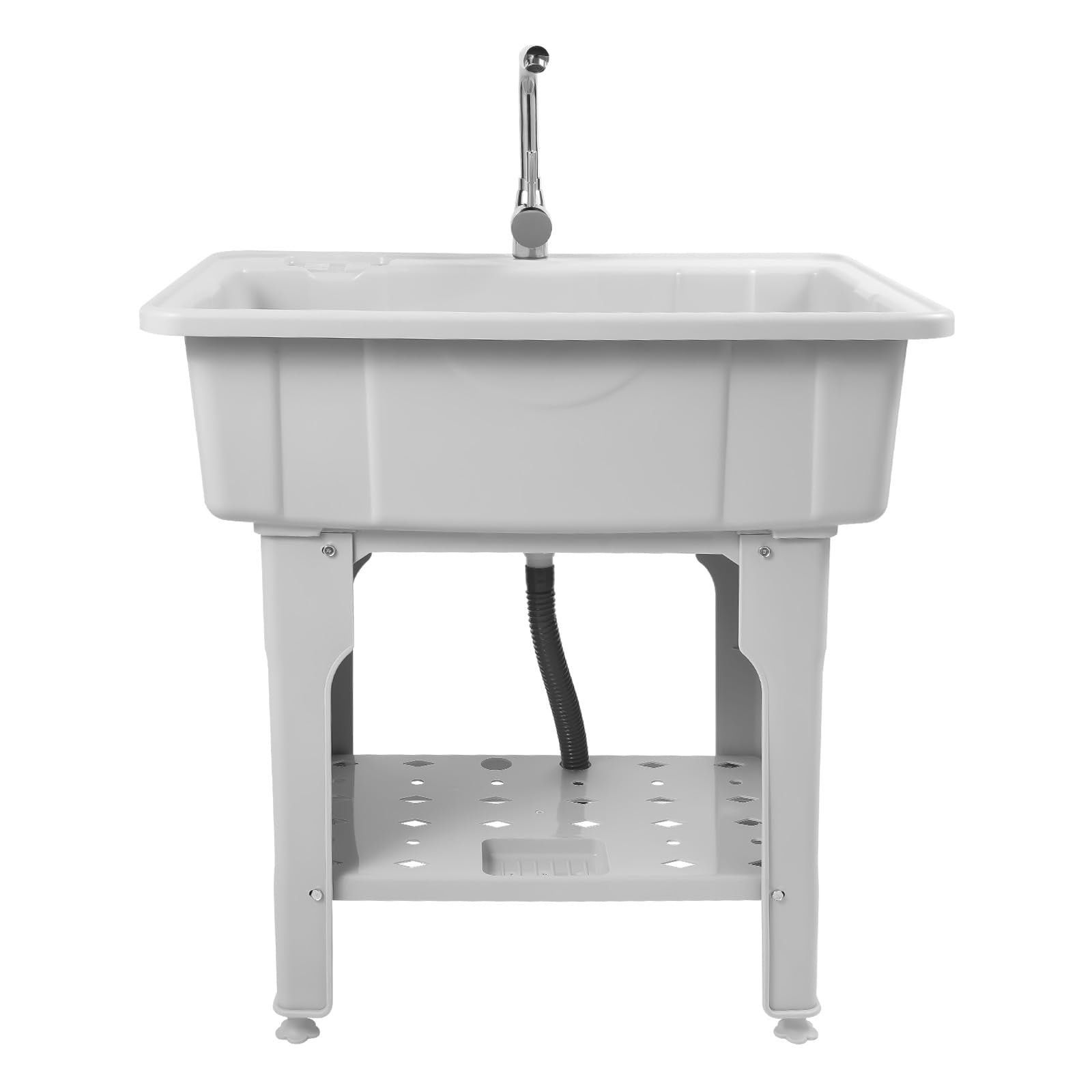 Miumaeov Laundry Sink Freestanding, Plastic Utility Sink with Washboard, Lavadero Portable Tub, Laundry Tub for Basement Garage, Garden Sink with Faucet Drain Kit