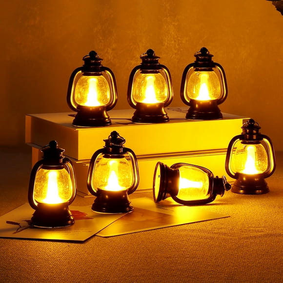Relax love 12 Pcs Mini Lanterne avec Bougie LED Bougie Chauffe-Plat Lanterne Portable Rustique Vacillante pour Décoration de Fête d'Anniversaire