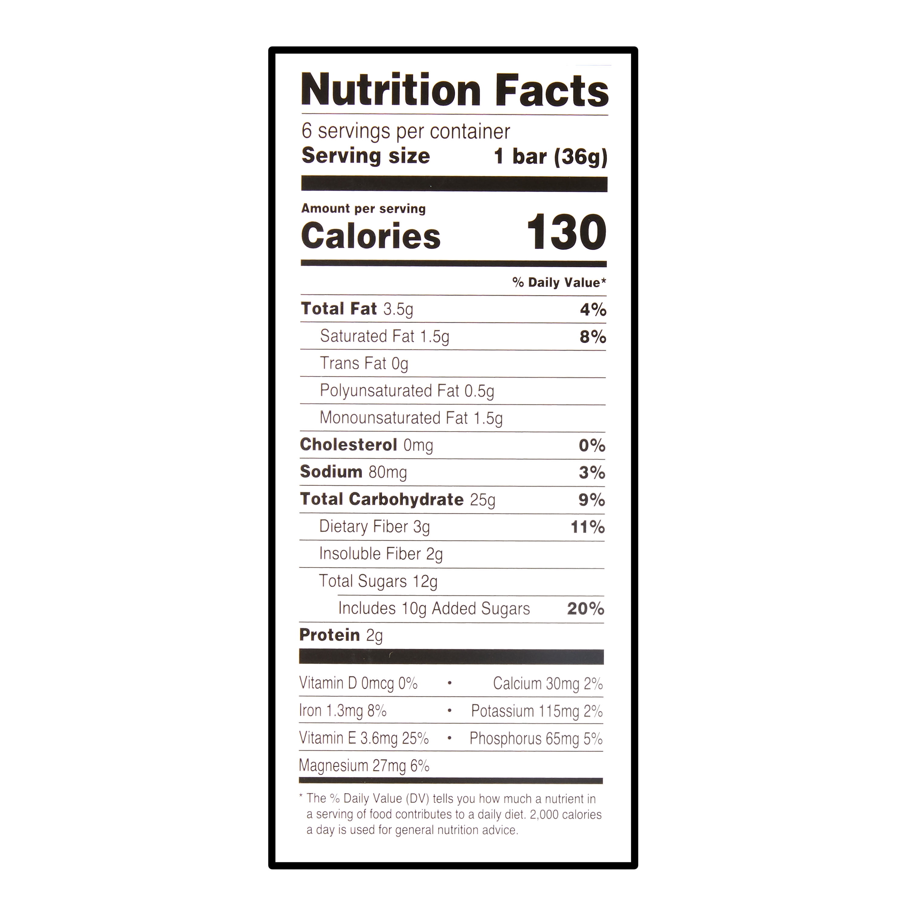 Great Value Chocolate Chip Whole Grain Baked Bars, 1.27 oz, 6 Count