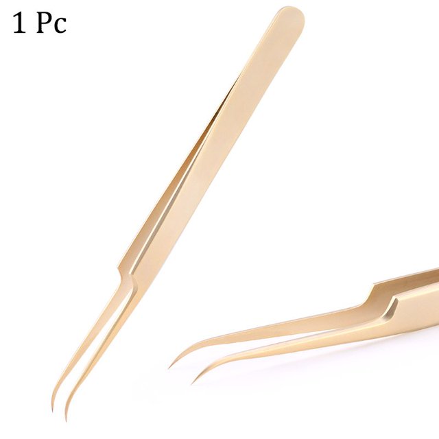 Pinzas para pestañas de acero inoxidable profesional para extensión de pestañas decoración dorada pinzas para cejas antiestáticas extensión de pestañas Tan Jianjun unisex