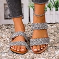 thumbnail image 4 of Beach Flat Sandals for Women, Solid Color Slip-On Style with Sequined Rhinestone Strap, Soft Footbed, Open-Toe Design, Lightweight Sole, Breathable Summer Footwear, 4 of 9