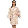 thumbnail image 3 of Bimba Women's Short Kimono Robe Cotton Poplin Floral Print Bridal Nightwear - 22, 3 of 6