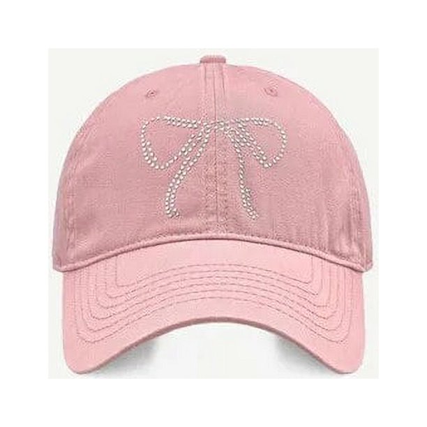 Gorra de béisbol con lazo rosa para mujer, gorro informal versátil, ajustable, de algodón, Hip-hop, versión coreana, primavera y verano