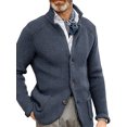thumbnail image 4 of xiaxaixu Men Sweaters Long Sleeve Cardigan Solid Color Stand Collar Button Down Sweaters Fall Winter Knitted Coats with Pockets, 4 of 4