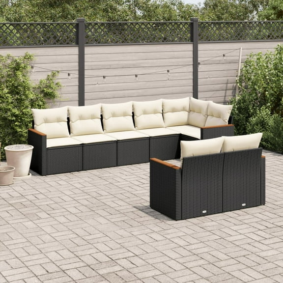 vidaXL Garden Sofa Set Black, Cream White