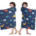 thumbnail image 4 of Dark Blue Dinosaurs ROAR Pattern Hooded Bath Towel，60"x35" for Ages 3 To 12 Kids, Quick Dry Lightweight Soft Microfiber Hood Beach Towel Cover Up for Kids, 4 of 7