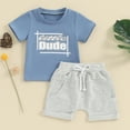 thumbnail image 2 of Bagilaanoe 2pcs Toddler Baby Boy Shorts Set Short Sleeve Letter Print T Shirt Tops + Shorts 6M 12M 18M 24M 3T Kids Casual Summer Clothes, 2 of 7