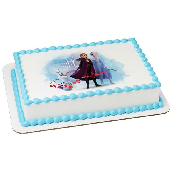 Disney Frozen II Elsa, Anna and Olaf Edible Cake Topper Image