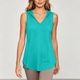 thumbnail image 4 of Qiopertar Womens Tank Tops Hooded V Neck Sleeveless Casual Loose Flowy Lightweight Soft Summer Tops, Green 4XL, 4 of 7