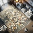 thumbnail image 4 of Ambesonne Abstract Decorative Rug Carpet, Dreamy Rounds and Fish Art, 2' 5" x 5', Champagne Pale Teal, 4 of 5