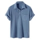thumbnail image 1 of Camisa de manga corta a cuadros con cuello vuelto para hombre - Poliéster - Camisa informal de verano - Tallas S-XXXL, 1 of 5