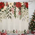 thumbnail image 3 of Christmas Red Poinsettia Shower Curtains for Bathroom, Winter Xmas Flowers Pines Cone Waterproof Fabric Shower Curtain, Decorative Bathroom Curtain for Bathtub, 36"x72", No Hooks Included, 3 of 9