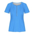 thumbnail image 4 of FAIWAD Womens Short Sleeve Tunic Tops Casual Button Down Tshirts Summer Ruched Solid Color Flowy Top, 4 of 4