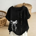 thumbnail image 5 of Gamivast Linen Blouses for Women Dressy Casual Short Sleeve Crew Neck Going out Tops Graphic Holiday Loose Tunic Tee Shirts Travel Vacation outfits, 5 of 5