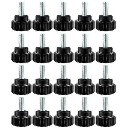

x 10 mm Carbon Steel Threaded Knurled Thumbscrew Screw on Knobs Grips Black Round Clamping Screw Black (20)