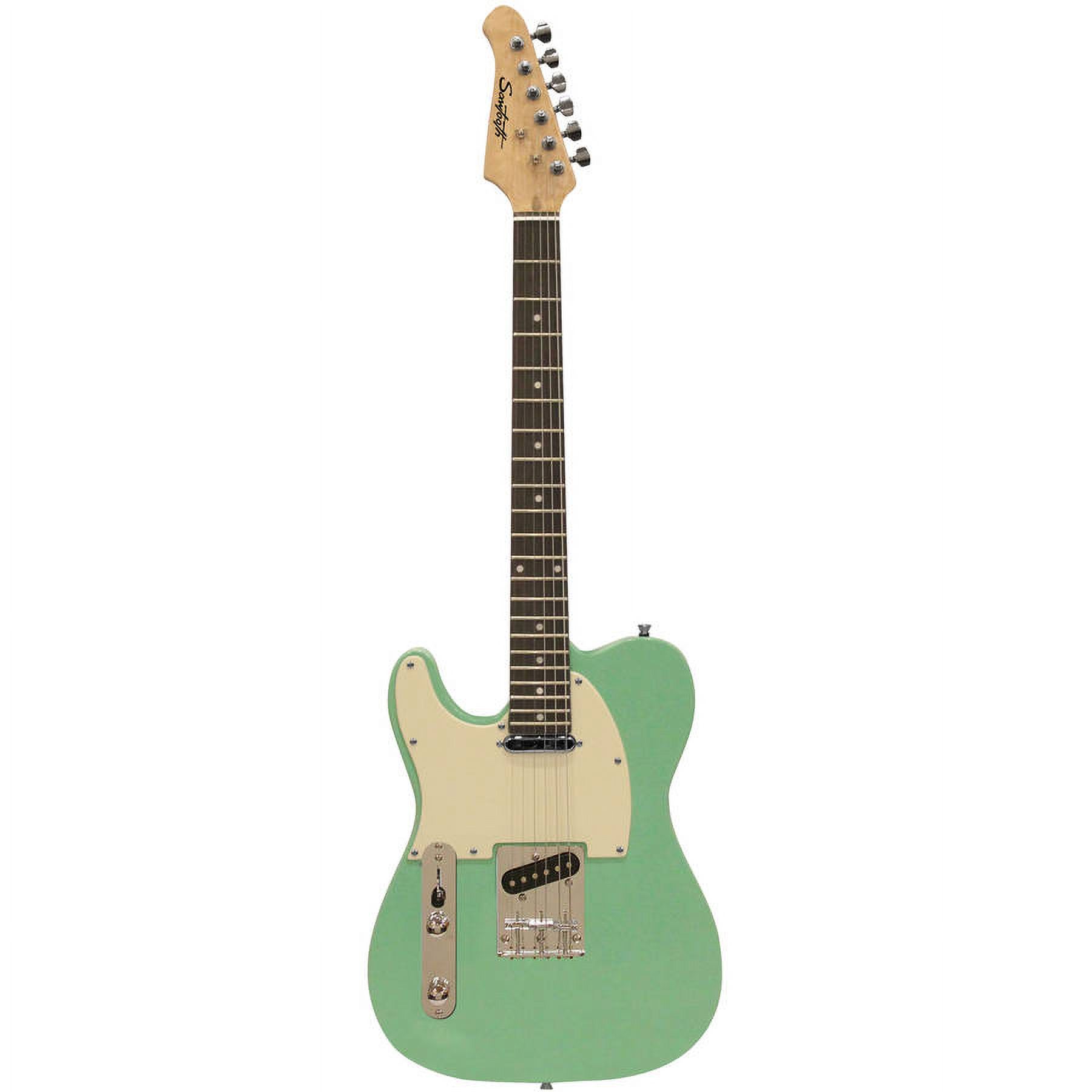 Sawtooth ET Series Left Handed Electric Guitar Kit with Sawtooth Amp and  ChromaCast Accessories, Surf Green with Aged White Pickguard