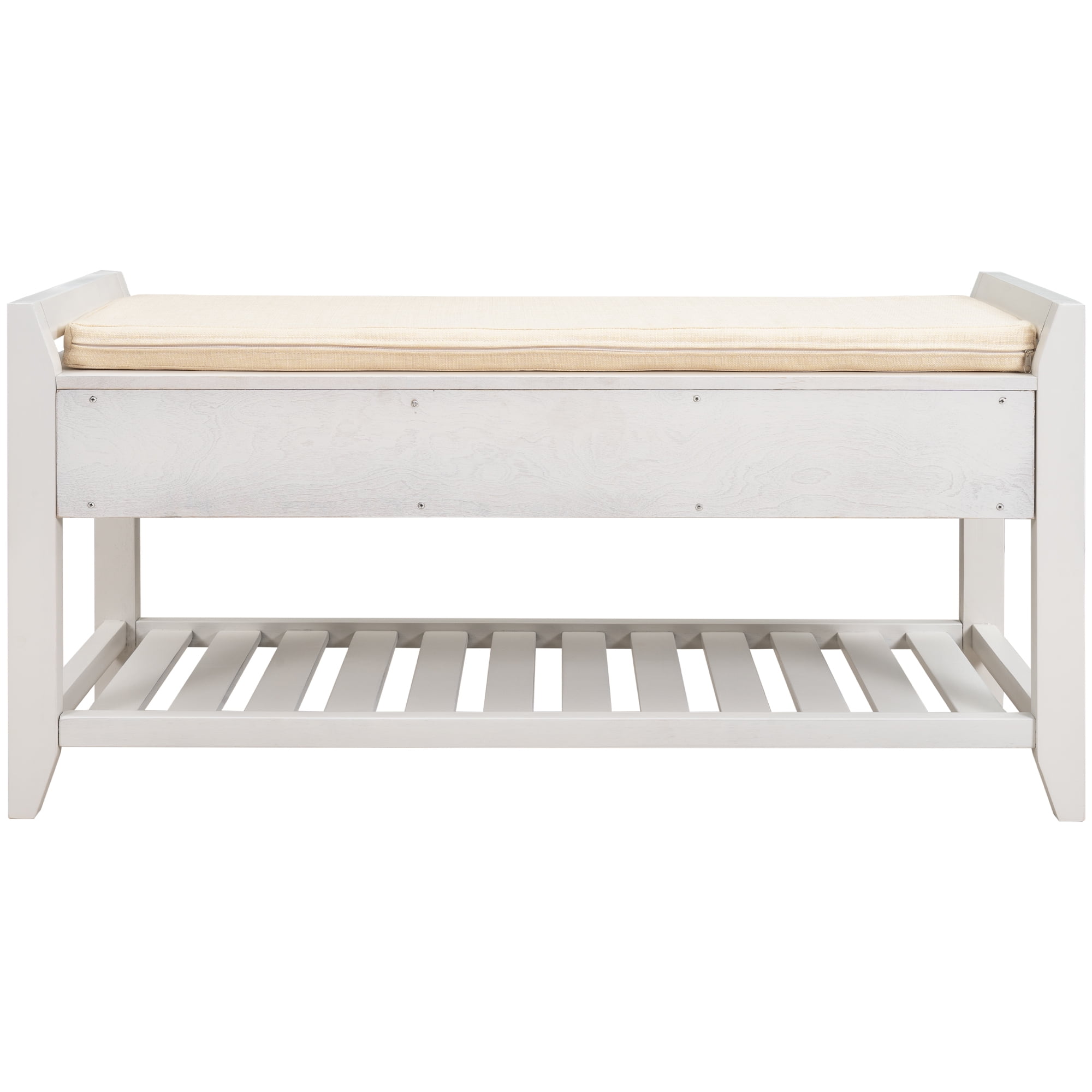 Harper & Bright Designs Shoe Rack with Cushioned Seat and Drawers, Multipurpose Entryway Storage Bench, White