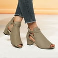 thumbnail image 4 of SIMANLAN Women Buckle Peep Toe Low Block Heel Ankle Booties Summer Sandals Gray Size 11, 4 of 7