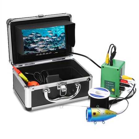 7'' Portable Fish Finder 1000TVL TFT Monitor Waterproof Underwater Video Camera Kit 30PCS LEDs Night Vision Fish Finder Equipment for Ice Lake Boat Reservoir