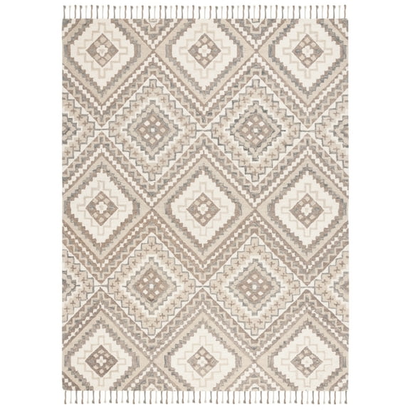 SAFAVIEH Aspen Caymen Geometric Wool Area Rug, Taupe/Ivory, 10' x 14'