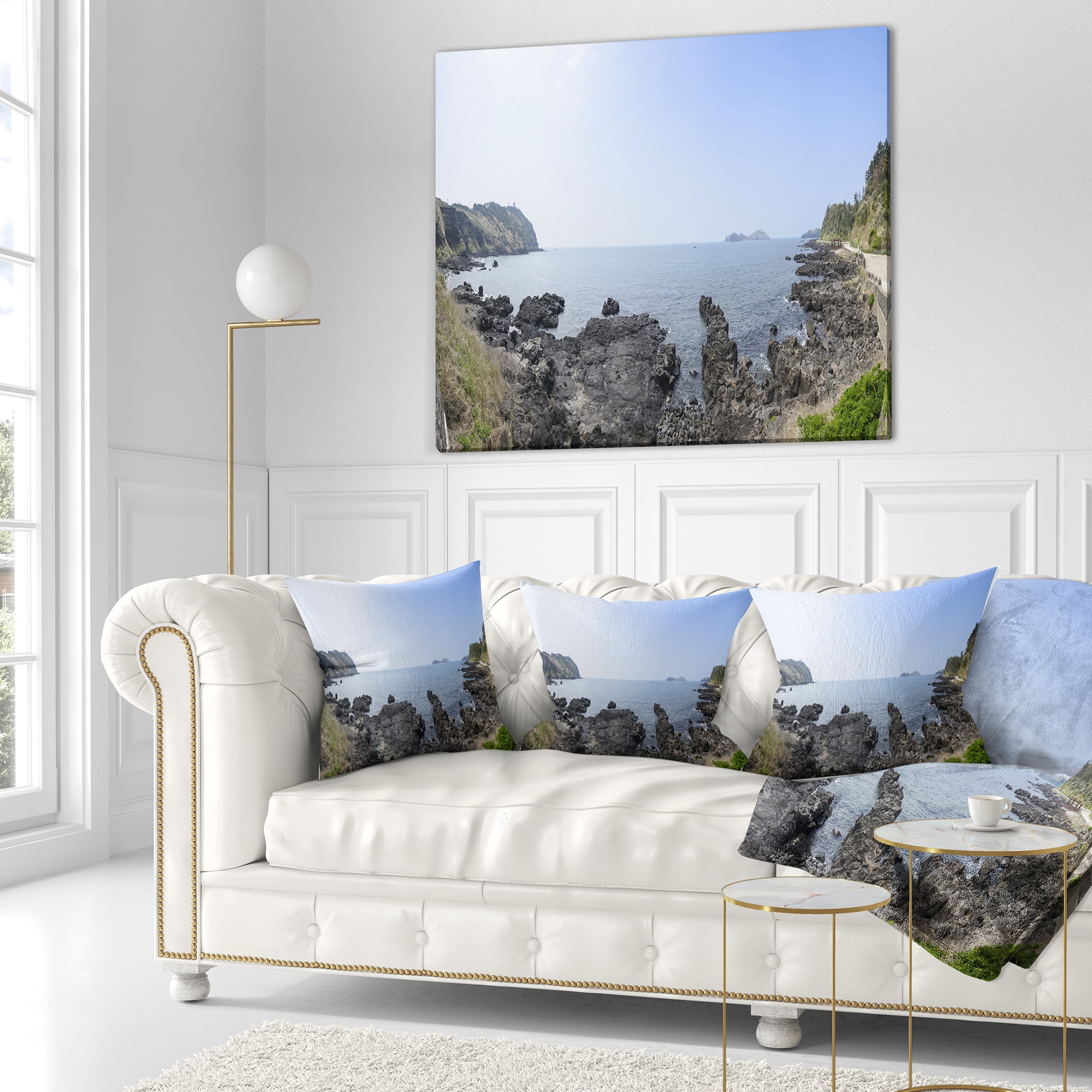 Designart Landscape of Olle Walking Path - Oversized Beach Throw Pillow - 16x16