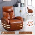 thumbnail image 2 of Blue Genuine Leather Swivel and Rocker Power Recliner Chair with Lumbar Support, Max Swivel Degree 270 ° , Heavy Duty Motion Mechanism with USB and Type-C, 2 of 15