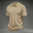 thumbnail image 2 of Hearthz Mens Polo Shirts 3 Button Placket Lapel Collar Men Short Sleeve Shirt Business Casual Mens Golf Polos Work Out Shirts Beige XXXL, 2 of 7