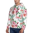 thumbnail image 3 of Picia Flamingo Flower Pattern Casual Men's Hoodie - Lightweight Hooded Sweatshirt with Kangaroo Pocket, Comfortable Pullover for Everyday, Travel-Large, 3 of 7