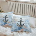 thumbnail image 5 of Retro Anchor Outdoor Pillow Covers Pack of 2 Ocean Coral Starfish Vintage Blue Board Waterproof Throw Pillow Covers Decorative Cushion Cases for Patio Garden Tent Balcony Couch 26x26 inch, 5 of 8