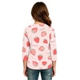 thumbnail image 4 of Abcomgle Kids Long Sleeve Shirt Girls Casual Strawberry Graphic Henley Button Tshirts for Girls Winter Basic Girls Tops Cute Girls Sweatshirts, 4 of 5