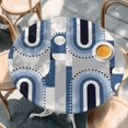 thumbnail image 2 of Blue Ombre Geometric Table Cloth, Round Fitted Tablecloths with Elastic Edge, Middle Century Modern Abstract Art Wipeable Waterproof Table Cover for Kitchen Wedding 36-44 Inches, 2 of 3