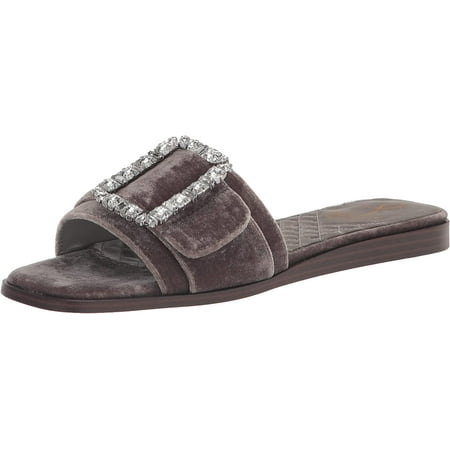 

Sam Edelman Inez Light Grey Squared Open Toe Slip On Buckle Strap Slide Sandals (Light Grey 5.5)