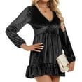 thumbnail image 4 of Christmas Dresses for Women Velour Long Sleeve Womens Dresses Womens Black Dress A-line Dresses Holiday Party Dress Dresses for Women Fall, 4 of 4